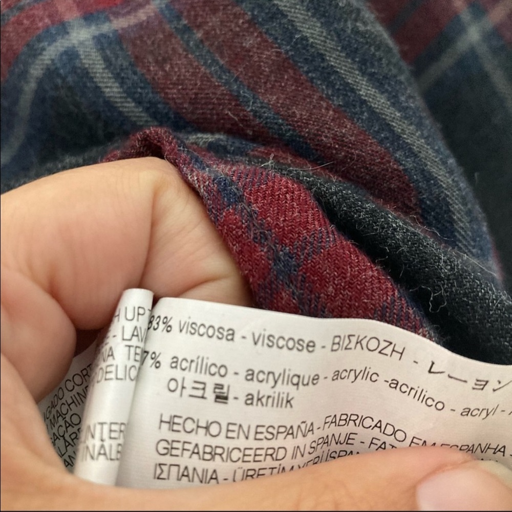 Zara Red & Gray Tartan Plaid Ruffle Top - Picture 4 of 4